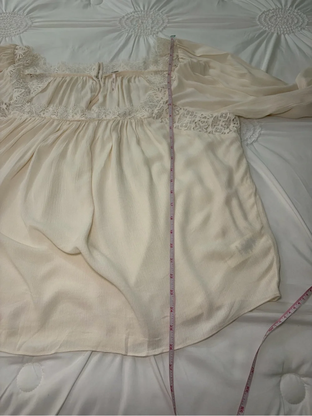 Free People Flutter By Lace Cream Boho Blouse Tunic XL